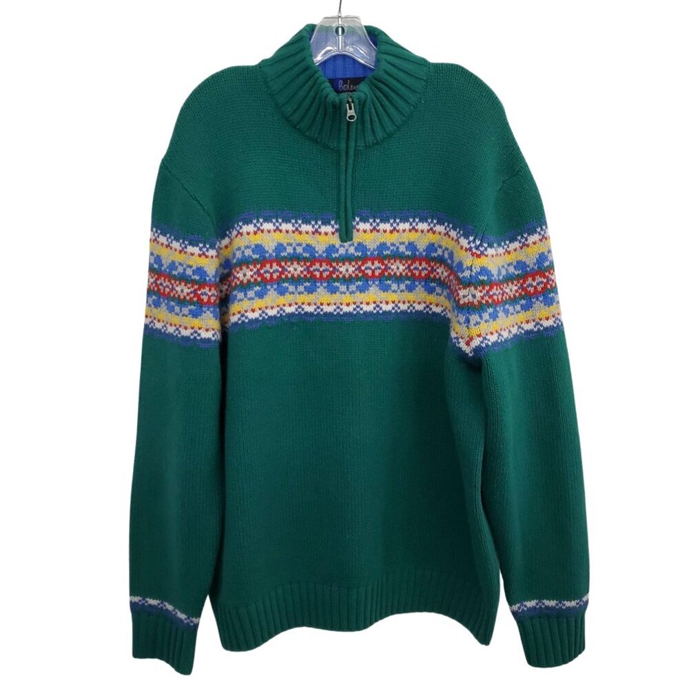 BODEN Fair Isle Half-Zip Green Sweater Wool Blend - Picture 3 of 7
